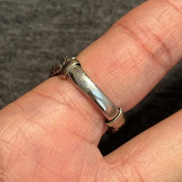 Sterling Silver Oval Blue Topaz Gemstone Ring w Braided & Chain Band, Sz 8 - Picture 5 of 8